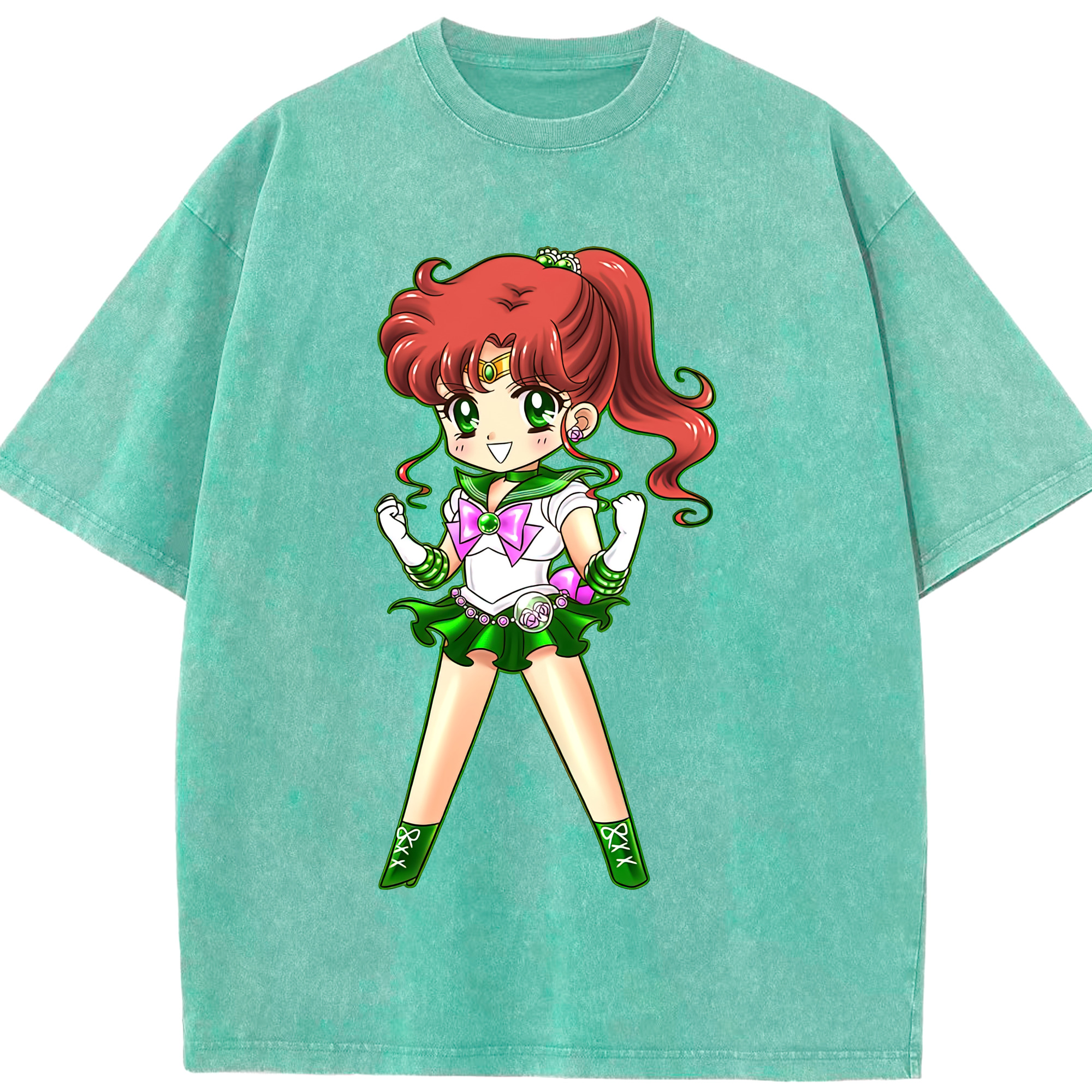 （画像用） 美少女戦士セーラームーン 木野 まこと きの まこと Sailor Moon Kino Makoto （セーラージュピター；Sailor Jupiter） 綿100% ヴィンテージ風 半袖Tシャツ（フロントプリント）
